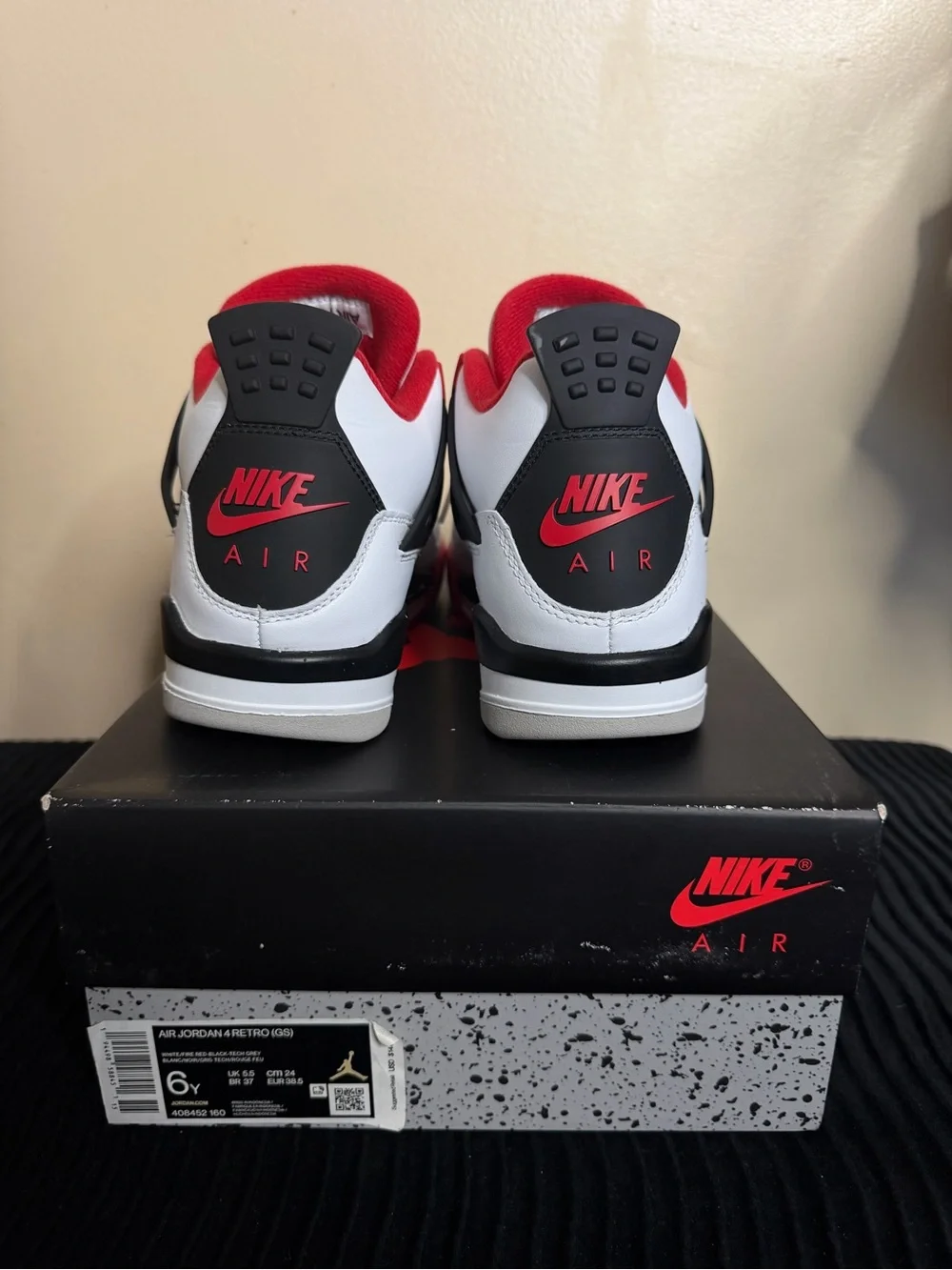 Jordan Air Jordan 4 Retro (GS) Box Label - Black and White